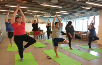 Teacher of Indian Culture Ms Sumedha Rani is practicing  Yoga sessions to corporate employees in Buenos Aires.