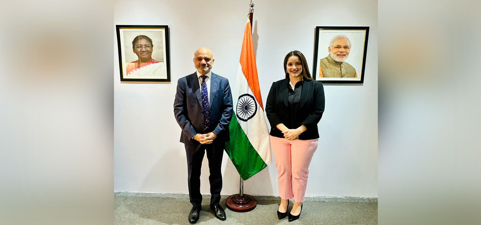 Ambassador Dinesh Bhatia received Rocio Bonacci, the youngest Member of Chamber of Deputies on 26 April 2024