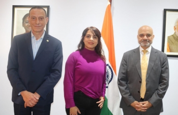 Ambassador Dinesh Bhatia received Victoria Donda Perez & Gustavo Arrieta, Members of PARLASUR