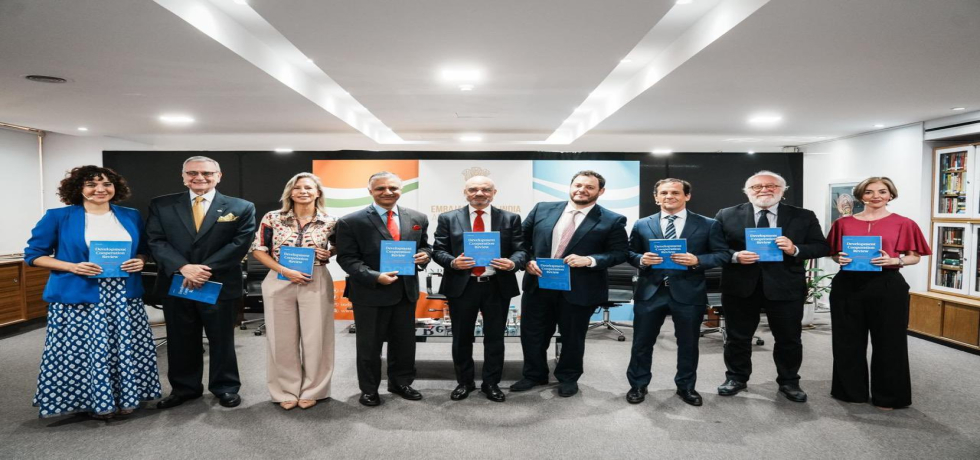 Ambassador Dinesh Bhatia, joined by Demian Reidel, Sachin Chaturvedi and Jose Luis Daza, launched Spanish Edition of Development Cooperation Review