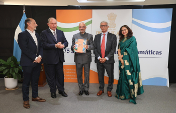 Ambassador Dinesh Bhatia launched the commemorative book celebrating 75 years of diplomatic relations between India & Argentina